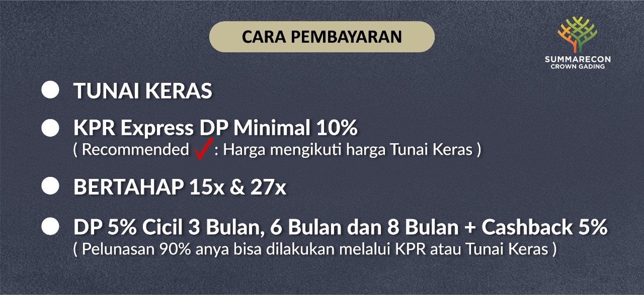Cara Bayar Viola Summarecon Crown Gading